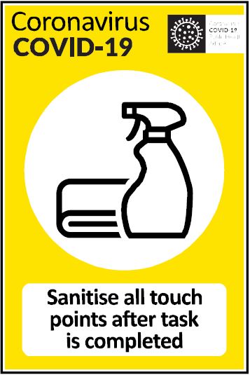 CCOV003 - Coronavirus - Covid-19 - Sanitise all touch points after task is completed