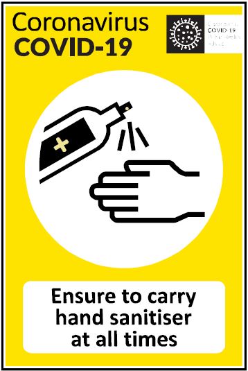 CCOV007 - Coronavirus - Covid-19 - Ensure to carry hand sanitiser at all times