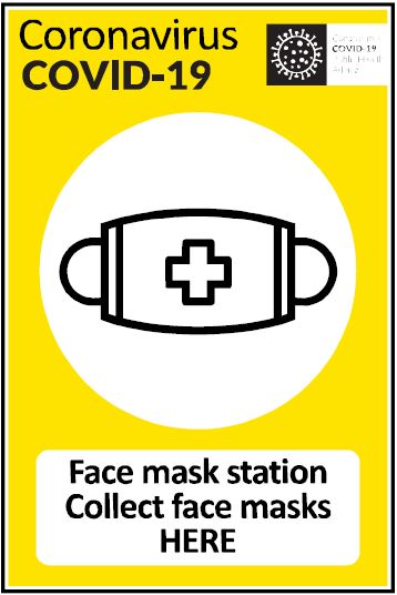 CCOV008 - Coronavirus - Covid-19 - Face mask station. Collect face masks here