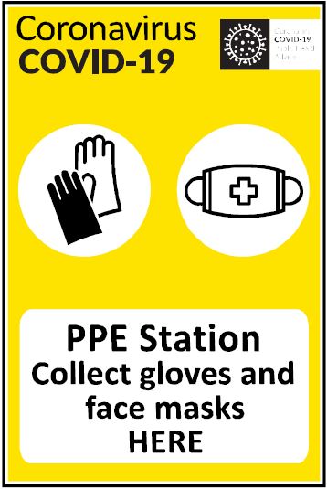 CCOV026 - Coronavirus - Covid-19 PPE Station Collect gloves and face masks HERE