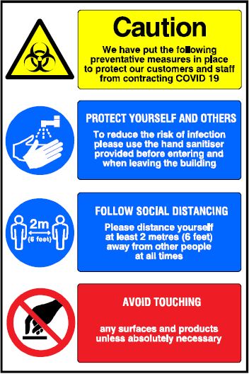 CCOV051 - Coronavirus - Covid-19 - Caution information sign