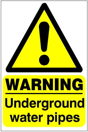 CH013 - Site Safety Sign - Hazard Signs - WARNING Undergroud water pipes