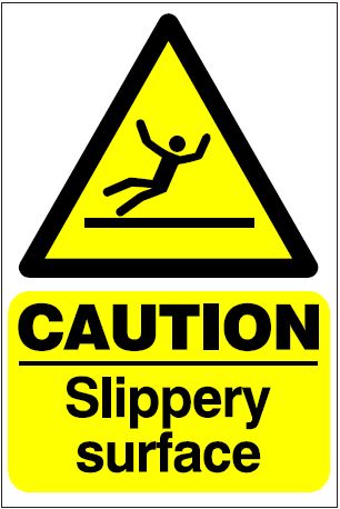 CH021 - Site Safety Sign - Hazard Signs - CAUTION Slippery surface ...