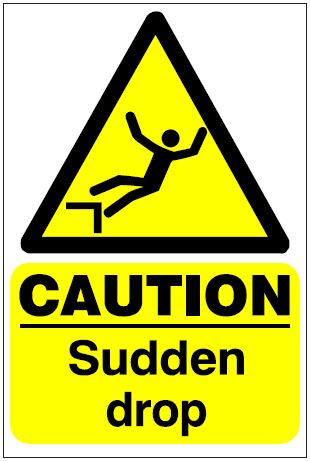 CH028 - Site Safety Sign - Hazard Signs - CAUTION Sudden drop