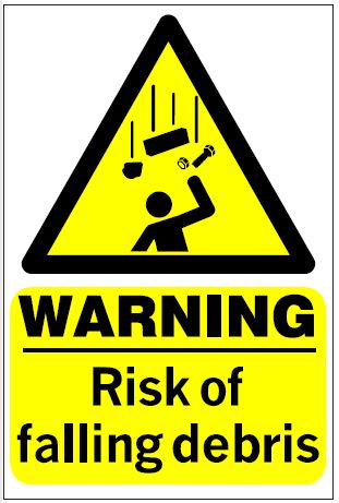 CH031 - Site Safety Sign - Hazard Signs - WARNING Risk of falling debris