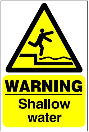 CH037 - Site Safety Sign - Hazard Signs - WARNING Shallow water