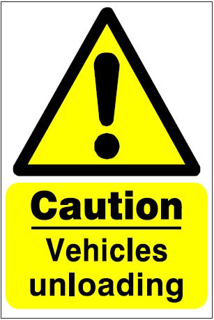 CH038 - Site Safety Sign - Hazard Signs - CAUTION Vehicles unloading