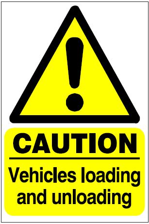 CH045 - Site Safety Sign - Hazard Signs - CAUTION Vehicles loading and unloading