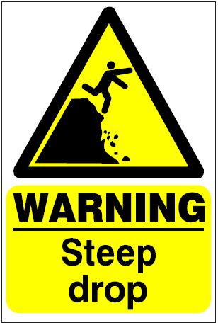 CH053 - Site Safety Sign - Hazard Signs - WARNING Steep drop