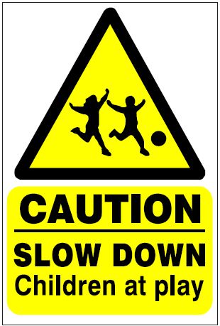 CH055 - Site Safety Sign - Hazard Signs -  CAUTION SLOW DOWN Children at play