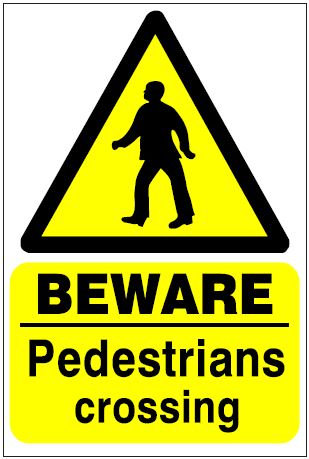 CH056 - Site Safety Sign - Hazard Signs - BEWARE Pedestrians crossing