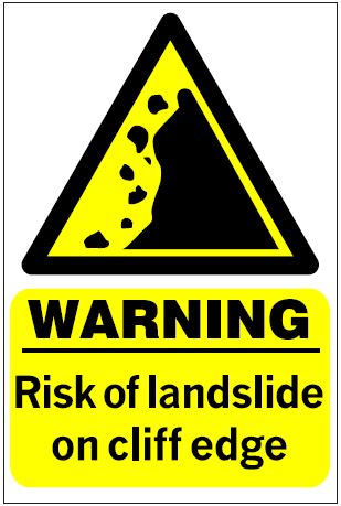 CH059 - Site Safety Sign - Hazard Signs -  WARNING Risk of landslide on cliff edge