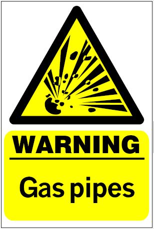 CH060 - Site Safety Sign - Hazard Signs -  WARNING Gas pipes