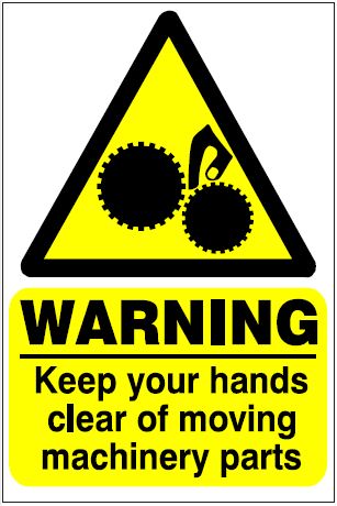 CH061 - Site Safety Sign - Hazard Signs -  WARNING Keep your hands clear of moving machinery parts