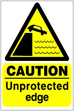 CH066 - Site Safety Sign - Hazard Signs -  CAUTION Unprotected edge