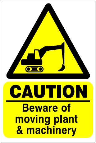 CH068 - Site Safety Sign - Hazard Signs - CAUTION Beware of moving plant & machinery