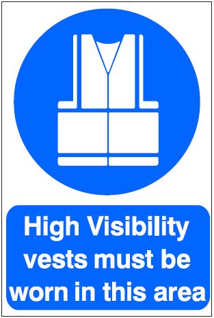 CM003 - Site Safety Sign- Mandatory - High visibility vests must be worn in this area