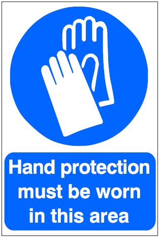 CM006 - Site Safety Sign- Mandatory - Hand protection must be worn in this area