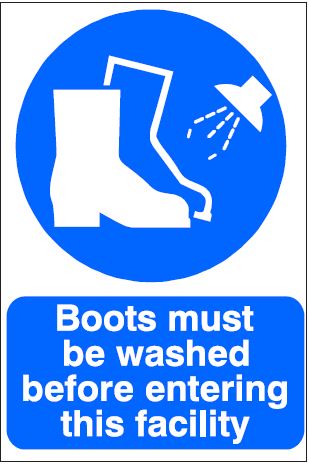 CM015 - Site Safety Sign- Mandatory - Boots must be washed before entering this facility