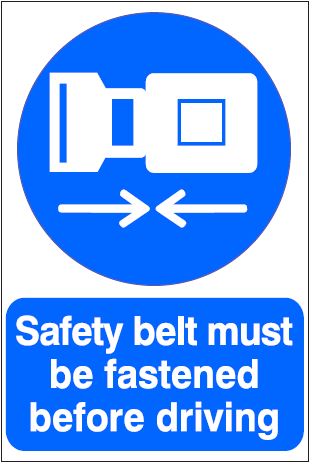 CM023 - Site Safety Sign- Mandatory - Seat belt must be fastened before driving