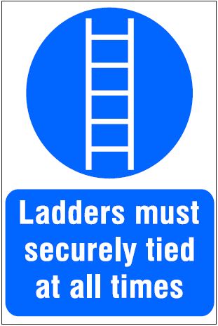 CM032 - Site Safety Sign- Mandatory - Ladders must be securely tied at all times