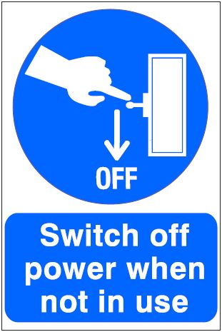 CM041 - Site Safety Sign- Mandatory - Switch off power when not in use