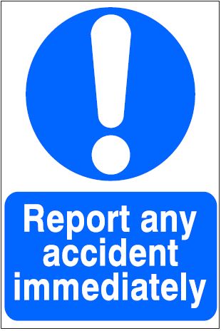 CM058 - Site Safety Sign- Mandatory - Report any accident immediately