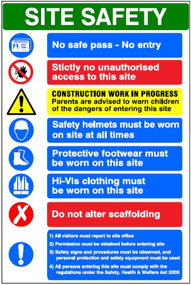 CNM011 - Site Safety Sign - Multi Notice