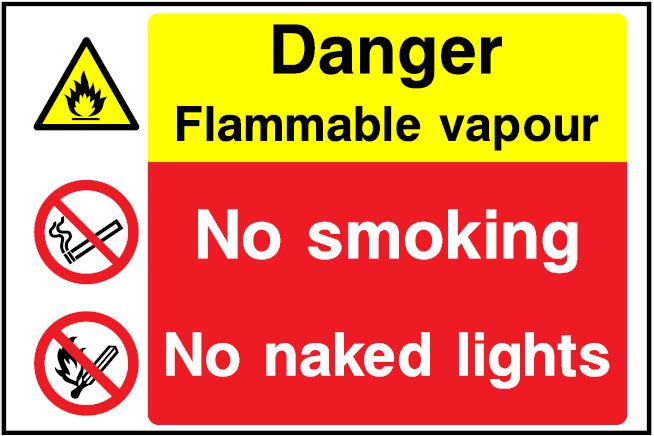 CMN020 - Site Safety Sign - Multi Notice - Danger Flammable Vapour