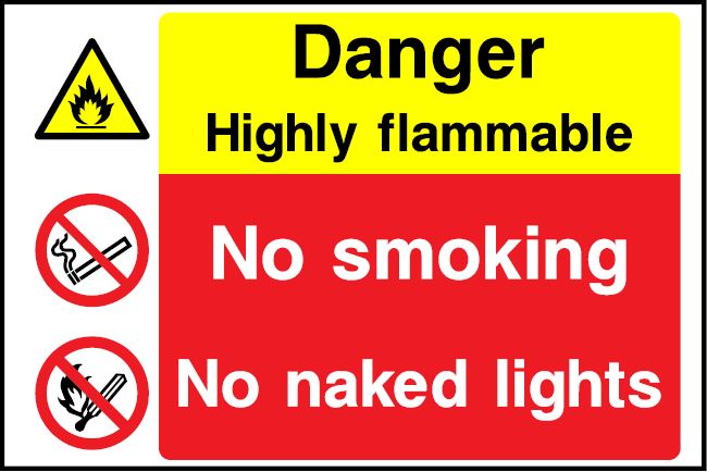 CMN022 - Site Safety Sign - Multi Notice - Danger Highly Flammable