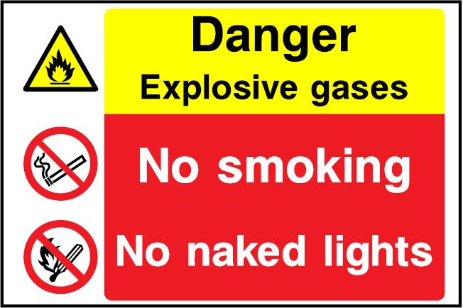 CMN025 - Site Safety Sign - Multi Notice - Danger Explosive Gases