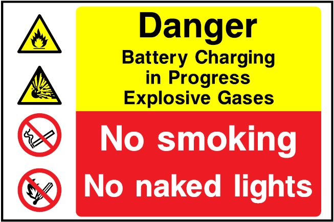 CMN028 - Site Safety Sign - Multi Notice - Danger Battery Charging