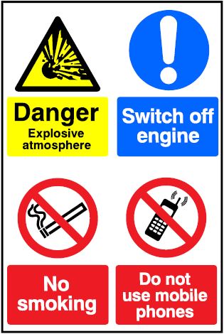 CMN033 - Site Safety Sign - Multi Notice - Danger Explosive Atmosphere