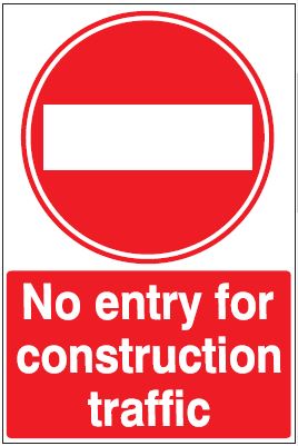 CP020 - Site Safety Sign - Prohibitory Signs - No entry for construction traffic