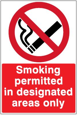 CP024 - Site Safety Sign - Prohibitory Signs - Smoking permitted in designated areas only