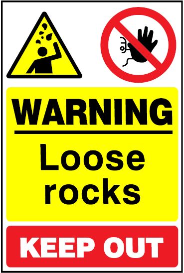 CQ006 - Site Safety Sign - Quarry Signs - WARNING Loose rocks