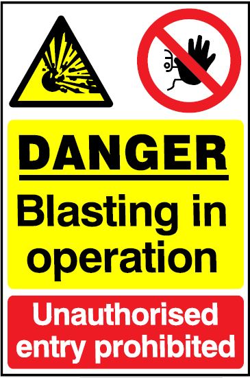 CQ008 - Site Safety Sign - Quarry Signs - DANGER Blasting in operation
