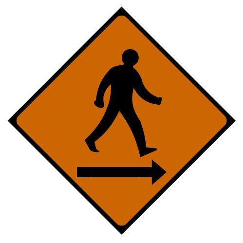 RW007 - Road Safety Sign - Road Works Signs - Pedestrian Crossing Right