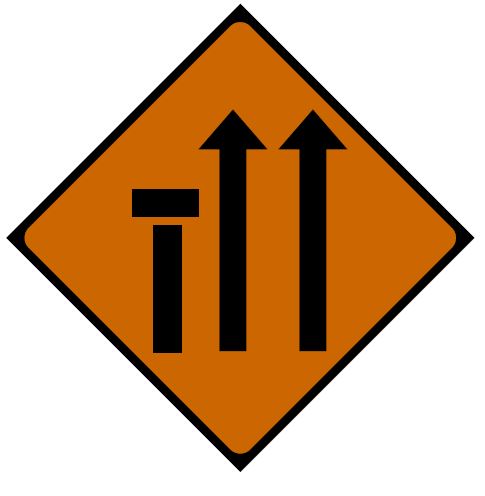 RW038 - Road Safety Sign - Nearside Lane (Of Three) Closed