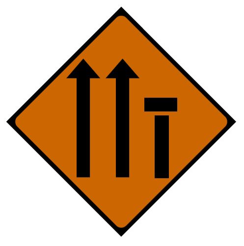 RW039 - Road Safety Sign - Offside Lane (Of Three) Closed