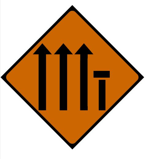 RW041 - Road Safety Sign - Offside Lane (Of Four) Closed