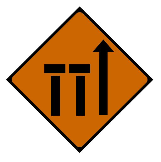 RW043 - Road Safety Sign - Two Nearside Lanes (Of Three) Closed