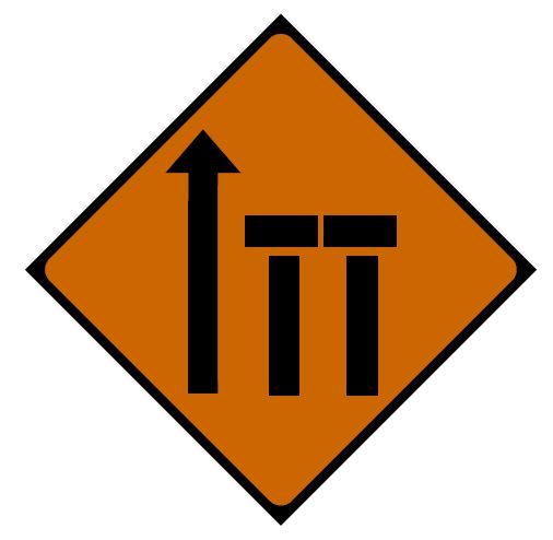 RW044 - Road Safety Sign - Offside Lanes (Of Three) Closed