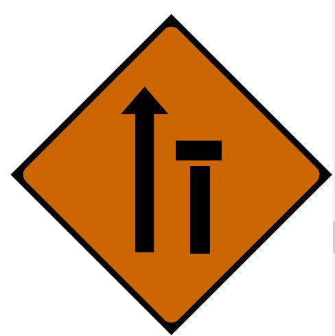 RW045 - Road Safety Sign - Offside Lane (Of Two) Closed