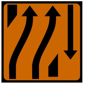RW048 - Road Safety Sign - Two Lane Crossover (Out)