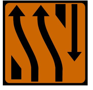 RW049 - Road Safety Sign - Two Lane Crossover